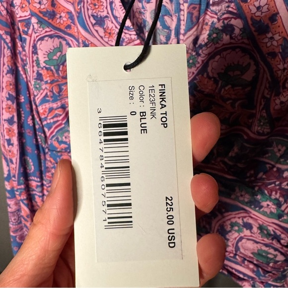 ba&sh NWT Finka Long-Sleeve Floral Paisley Puff Sleeve Crop Top Purple Pink XS - Picture 7 of 15